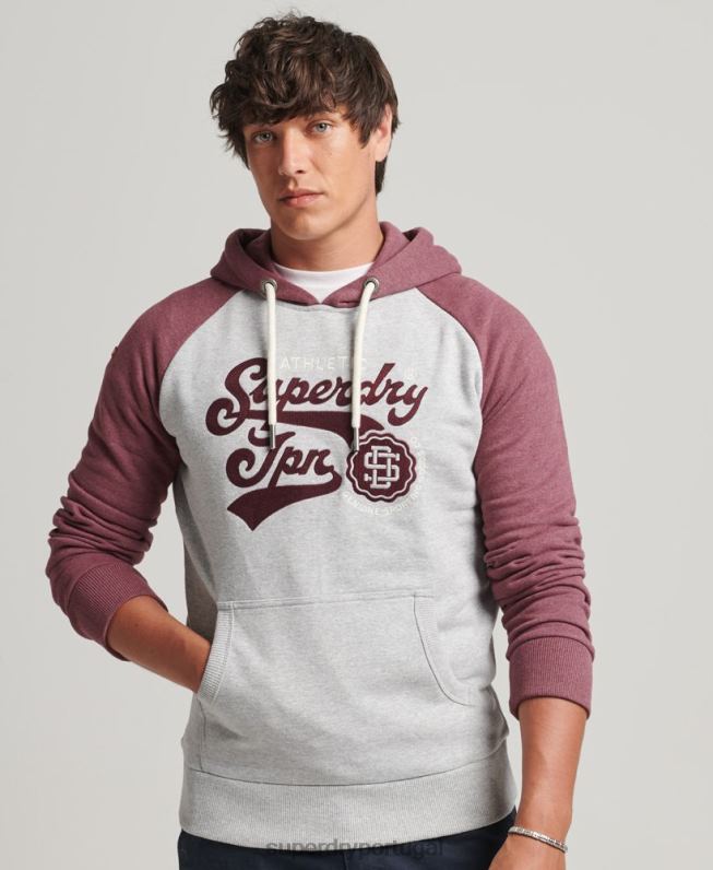 moletom com capuz da faculdade homens cinza roupas Superdry 2208H880
