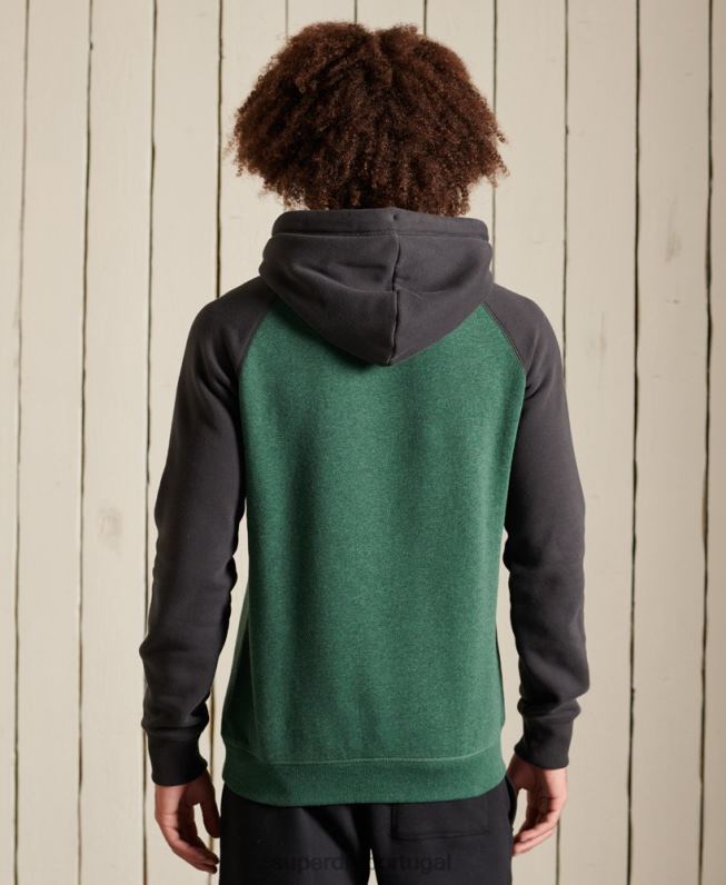 moletom com capuz de beisebol bordado com logo vintage homens verde roupas Superdry 2208H833