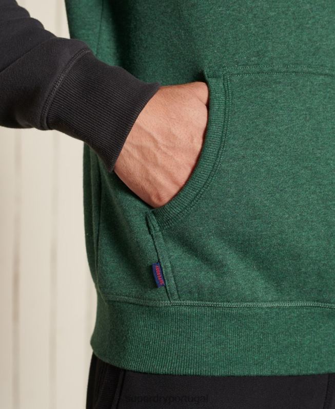moletom com capuz de beisebol bordado com logo vintage homens verde roupas Superdry 2208H833