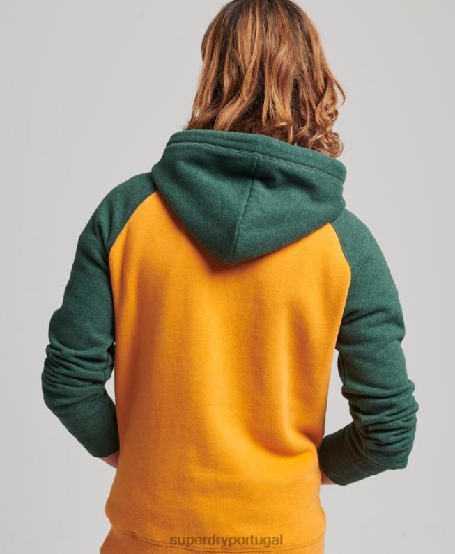 moletom com capuz de beisebol vintage de algodão orgânico homens ouro roupas Superdry 2208H820