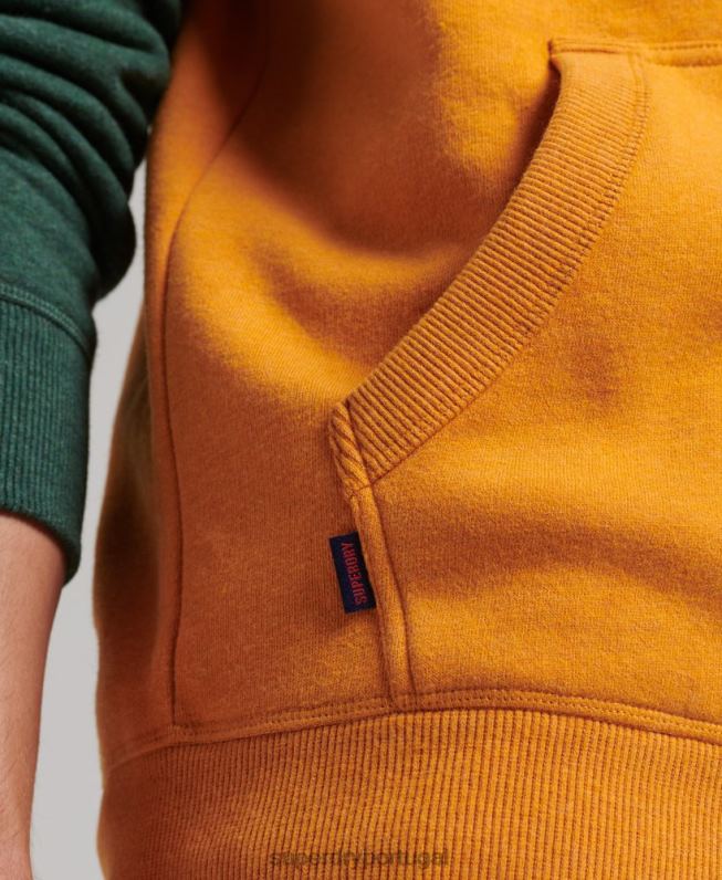 moletom com capuz de beisebol vintage de algodão orgânico homens ouro roupas Superdry 2208H820