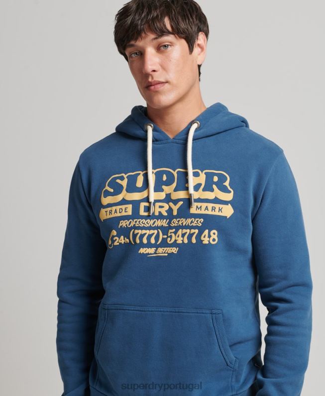 moletom com capuz de escritor homens azul roupas Superdry 2208H5107