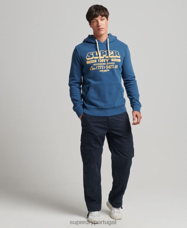 moletom com capuz de escritor homens azul roupas Superdry 2208H5107