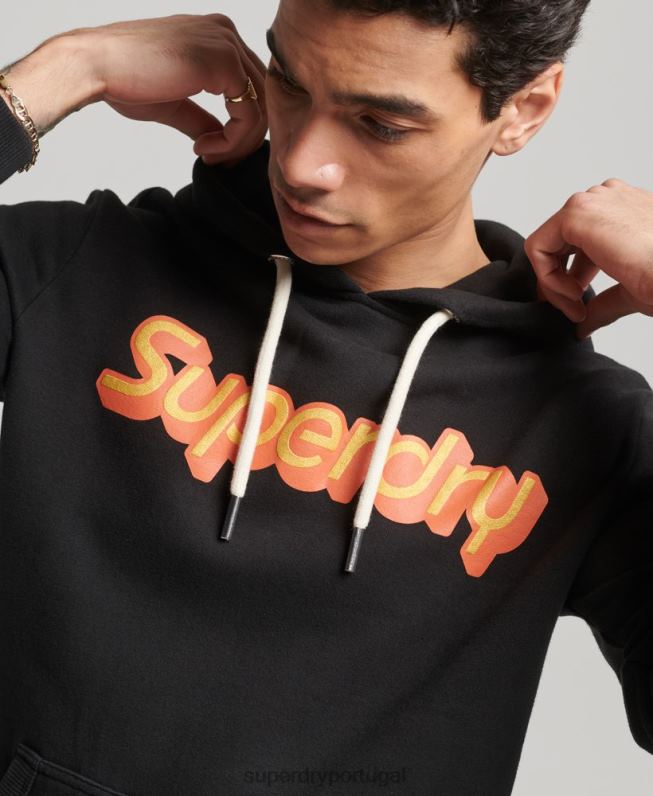 moletom com capuz de negociação homens preto roupas Superdry 2208H781