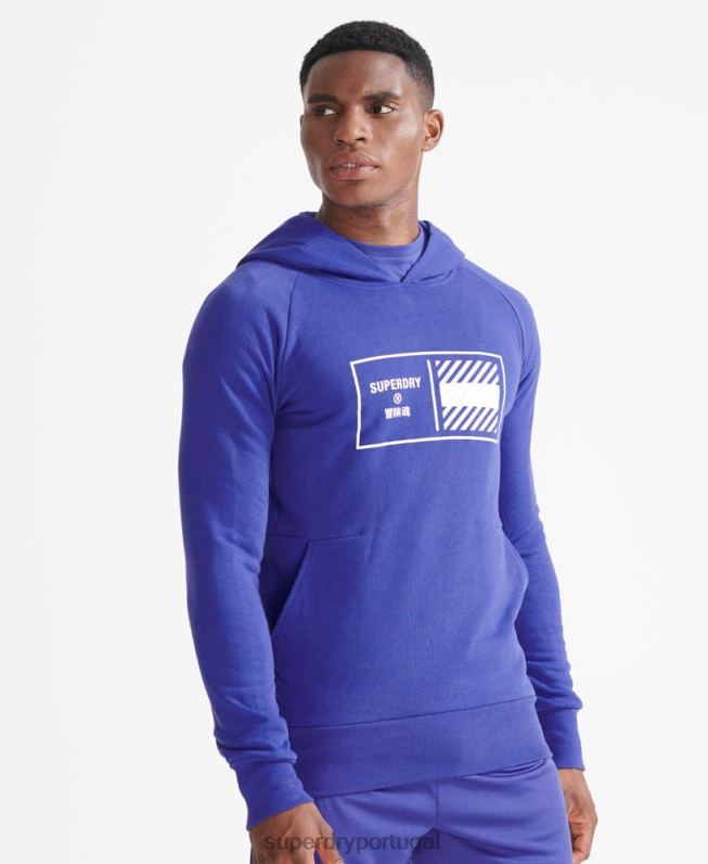 moletom com capuz de trem homens azul roupas Superdry 2208H5230