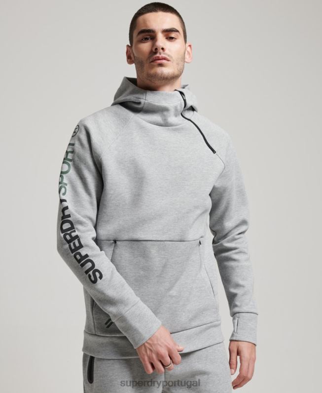 moletom com capuz gymtech homens cinza roupas Superdry 2208H536