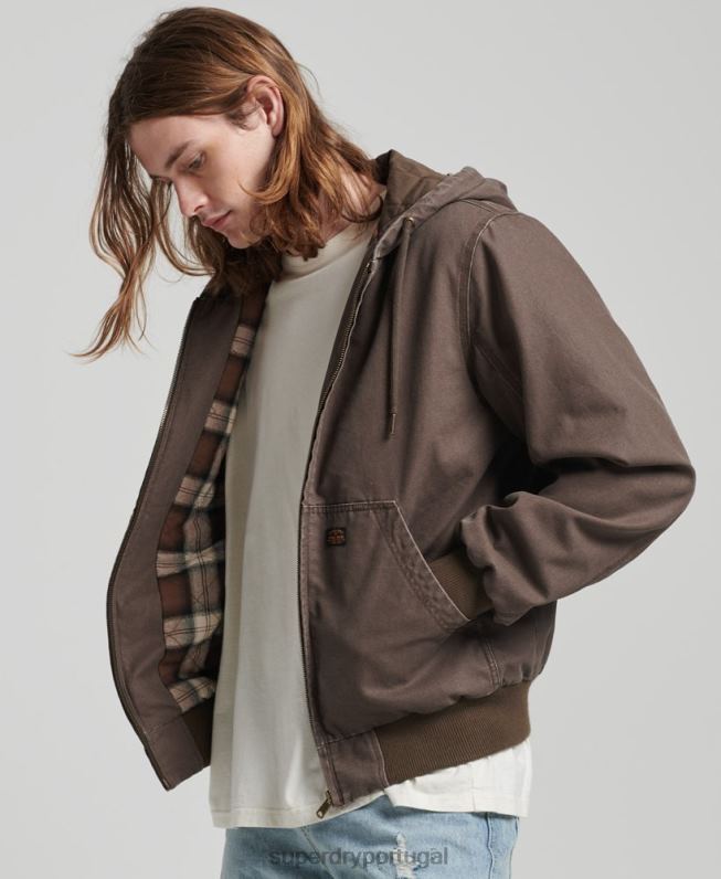 moletom com capuz homens marrom roupas Superdry 2208H25