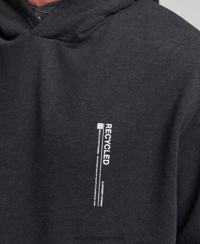 moletom com capuz micro lateral reciclado homens preto roupas Superdry 2208H4991