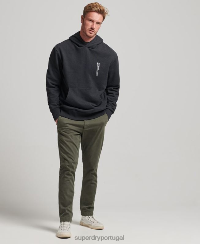 moletom com capuz micro lateral reciclado homens preto roupas Superdry 2208H4991