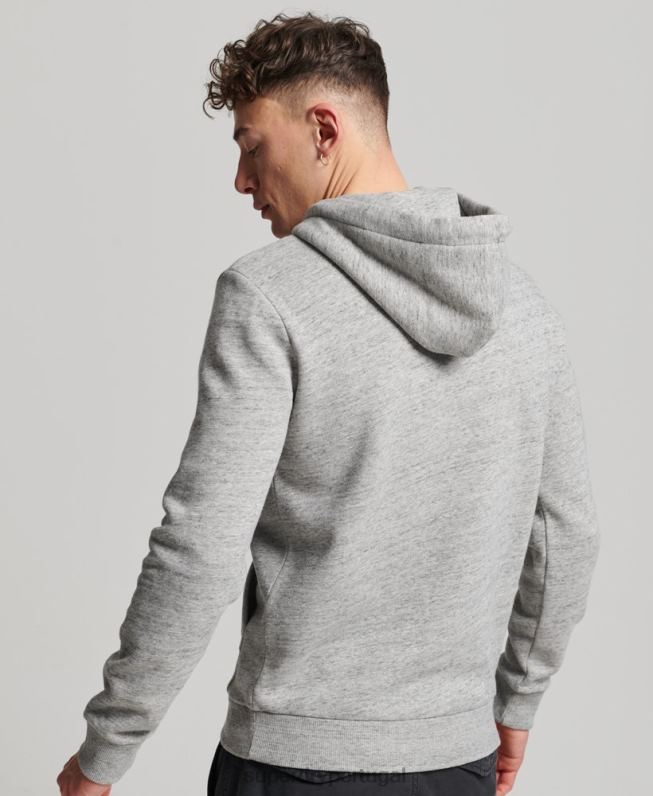 moletom com capuz narrativo com logo vintage homens cinza roupas Superdry 2208H515