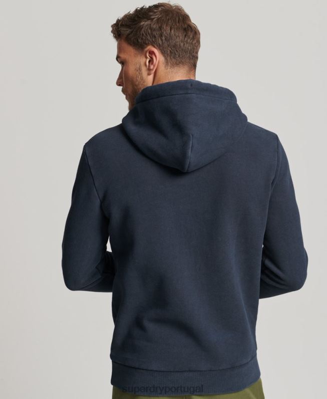 moletom com capuz narrativo com logo vintage homens marinha roupas Superdry 2208H568