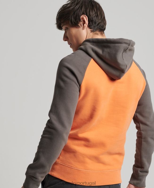 moletom com capuz raglan clássico americano com logo vintage homens laranja roupas Superdry 2208H832