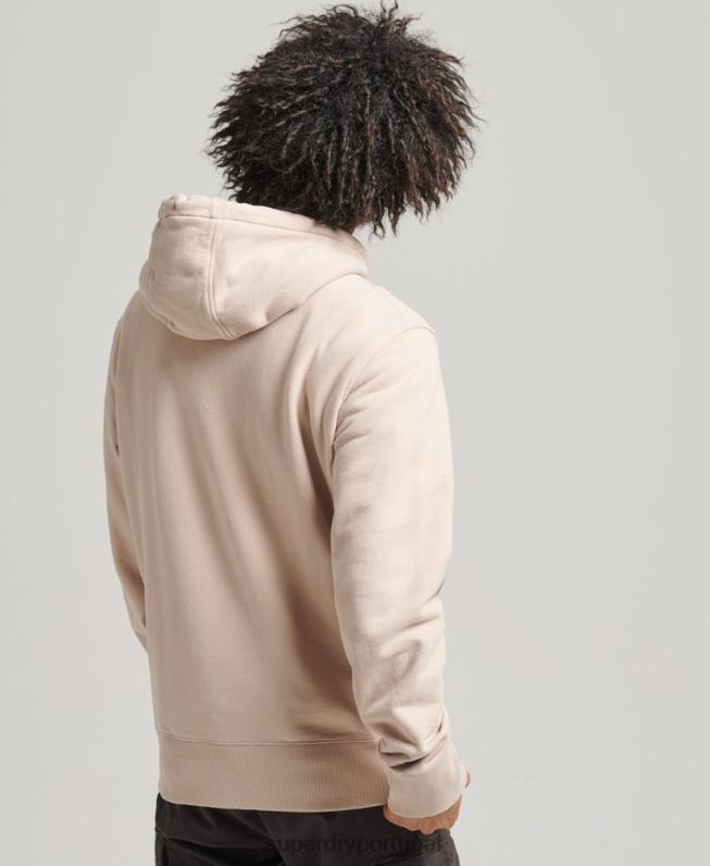 moletom com capuz solto linear code homens bege roupas Superdry 2208H5908
