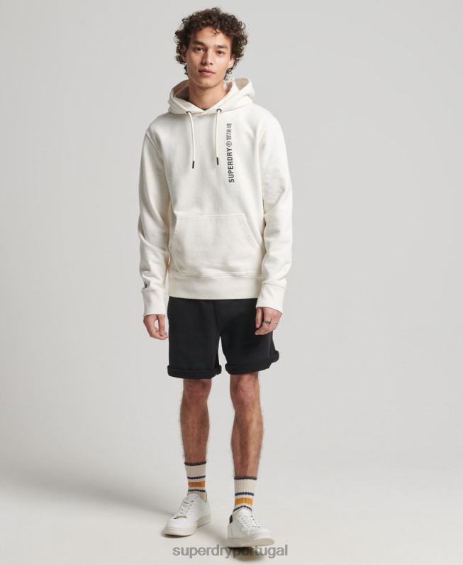 moletom com capuz solto linear code homens branco roupas Superdry 2208H6018