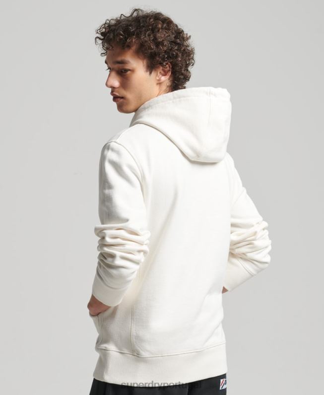 moletom com capuz solto linear code homens branco roupas Superdry 2208H6018