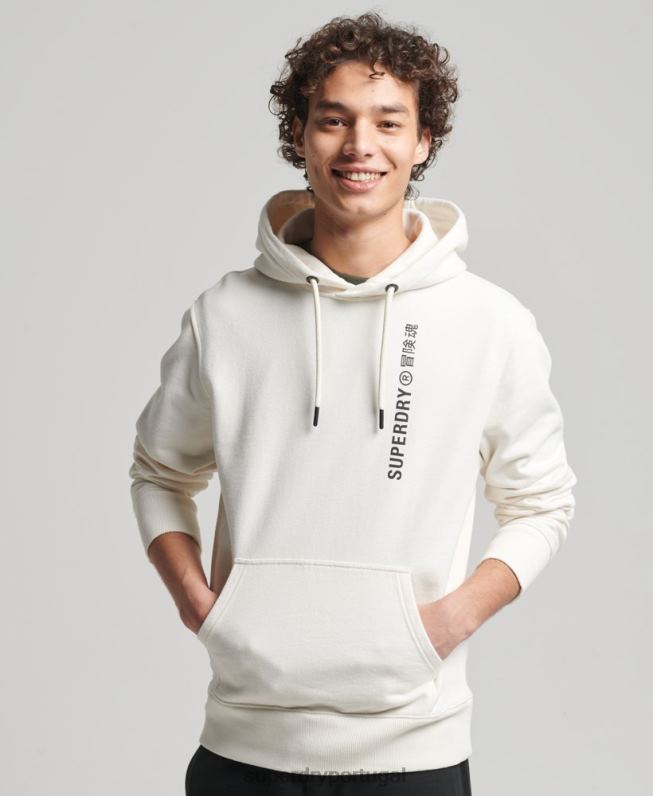 moletom com capuz solto linear code homens branco roupas Superdry 2208H6018
