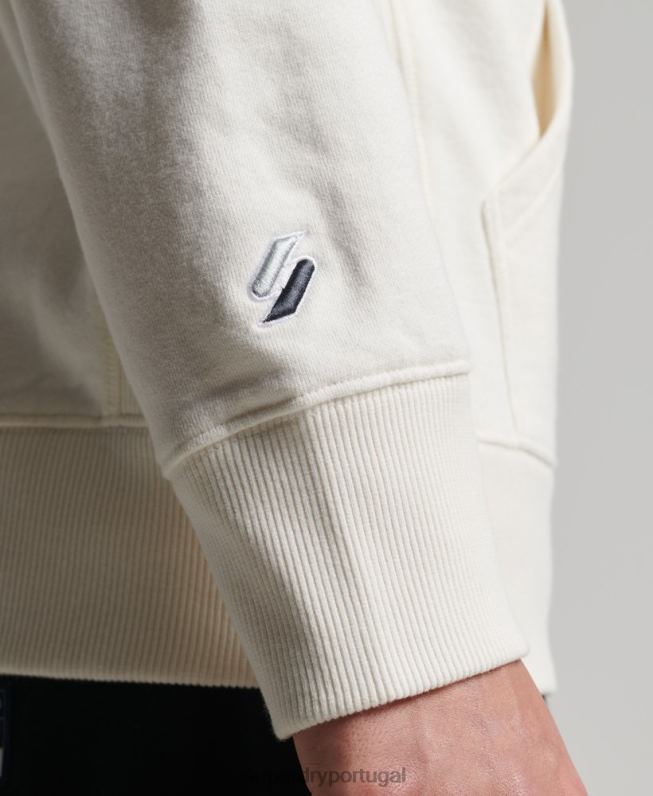 moletom com capuz solto linear code homens branco roupas Superdry 2208H6018