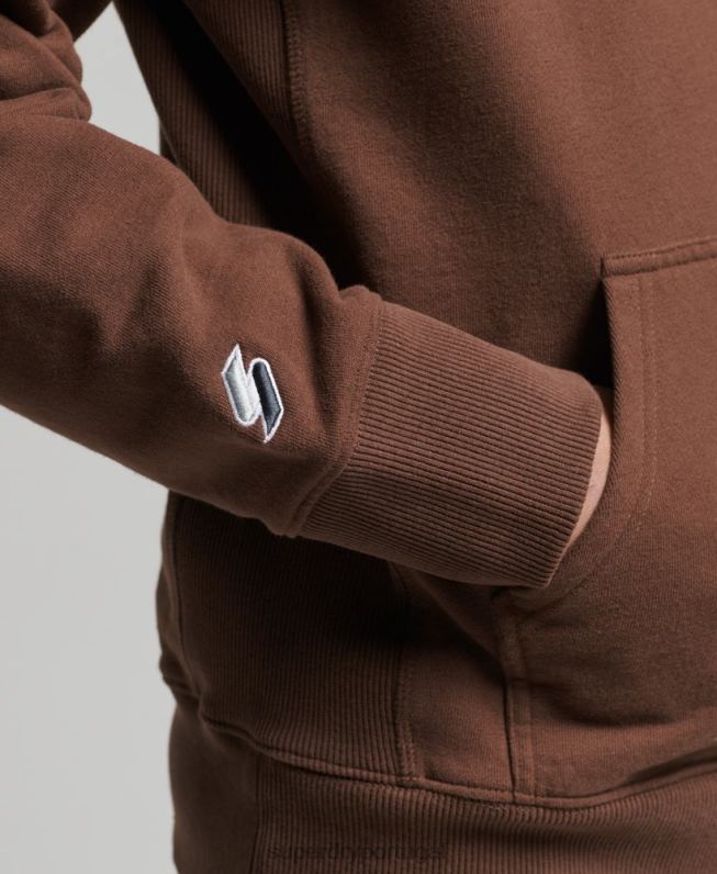 moletom com capuz solto linear code homens marrom roupas Superdry 2208H5787