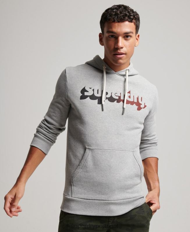 moletom com capuz sombra vintage homens cinza claro roupas Superdry 2208H706