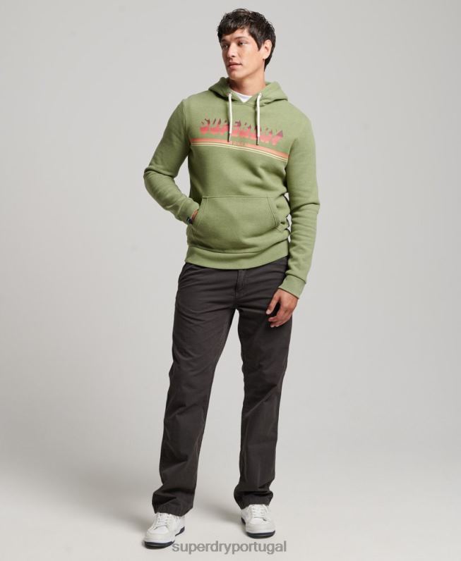 moletom com capuz sombra vintage homens verde roupas Superdry 2208H684