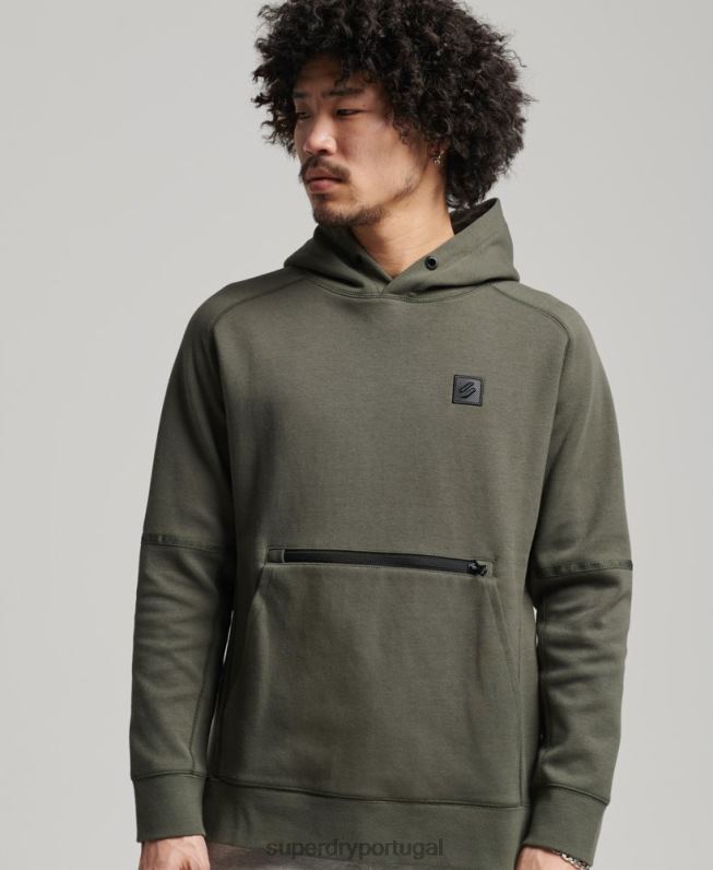 moletom com capuz tecnológico homens caqui roupas Superdry 2208H5021