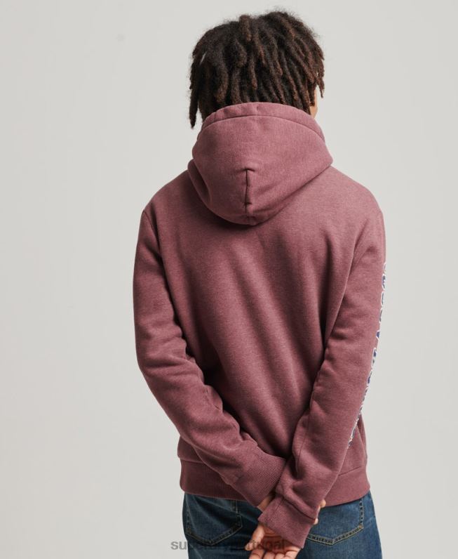 moletom com capuz universitário estilo script vintage homens vermelho roupas Superdry 2208H5167