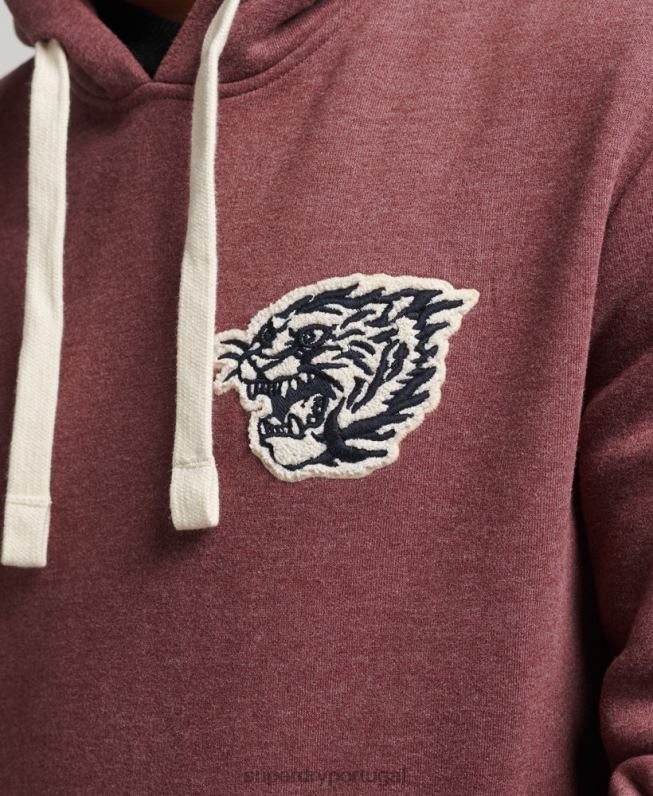 moletom com capuz universitário estilo script vintage homens vermelho roupas Superdry 2208H5167