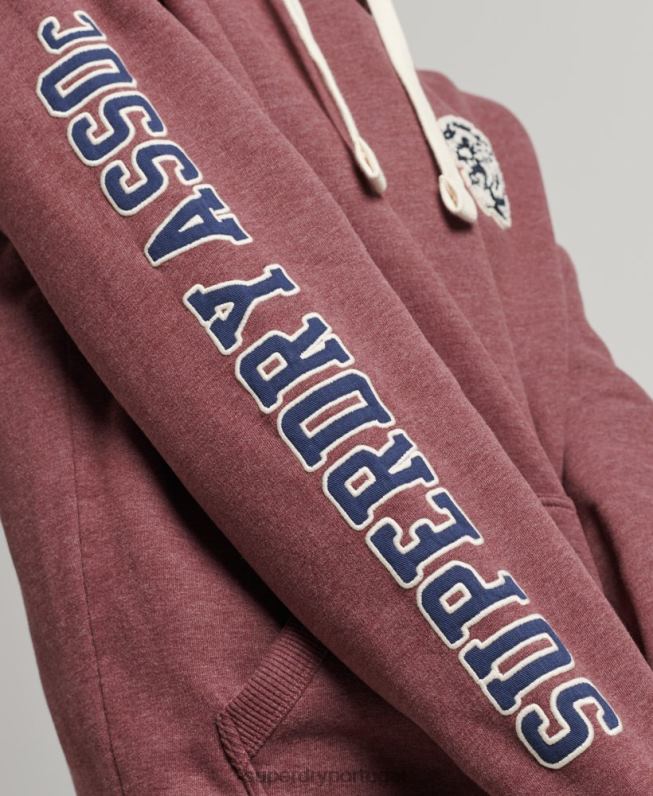 moletom com capuz universitário estilo script vintage homens vermelho roupas Superdry 2208H5167