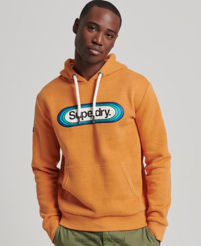 moletom com capuz vintage core logo sazonal homens amarelo roupas Superdry 2208H5195