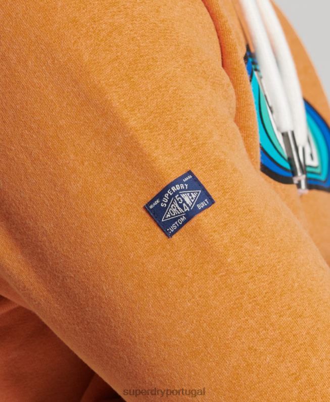 moletom com capuz vintage core logo sazonal homens amarelo roupas Superdry 2208H5195