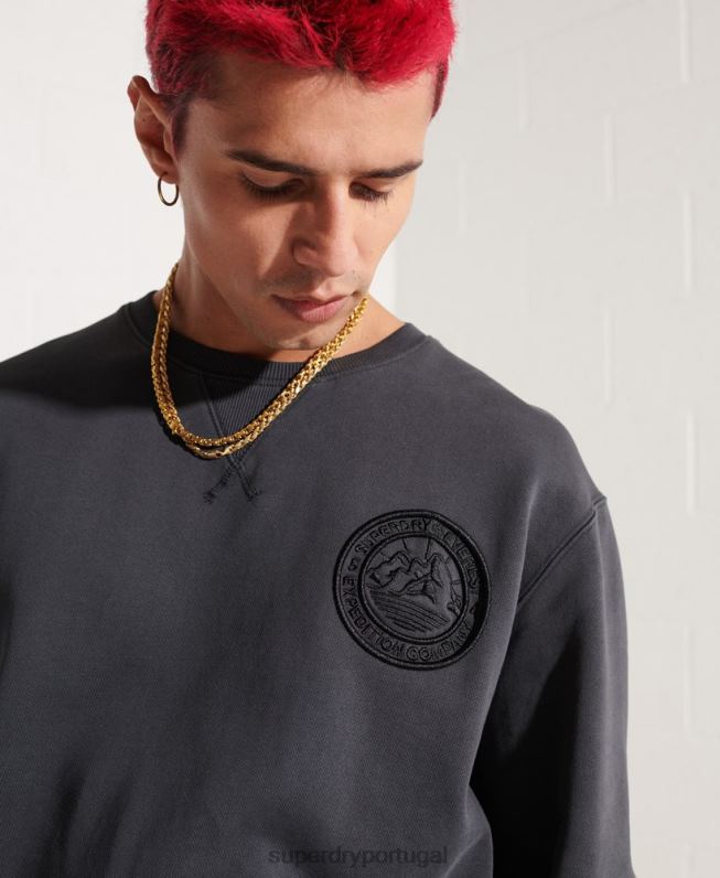 moletom com estampa de expedição homens preto roupas Superdry 2208H5057