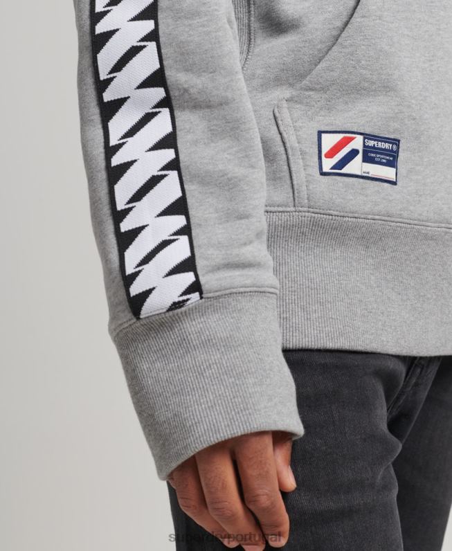 moletom com fita logo s homens cinza roupas Superdry 2208H760