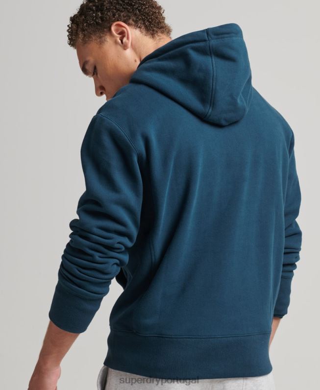 moletom com logo aplique empilhado homens azul escuro roupas Superdry 2208H5161