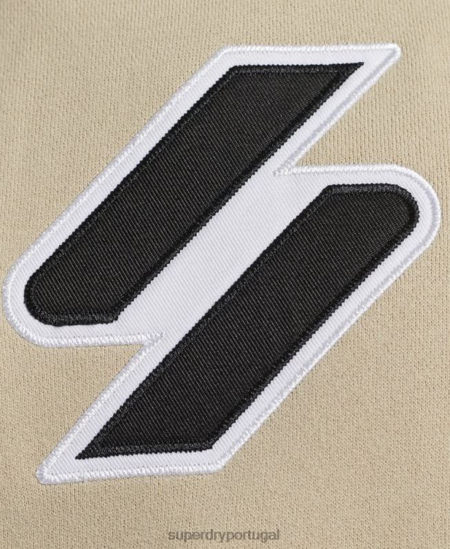 moletom com logo aplique empilhado homens bege roupas Superdry 2208H5160
