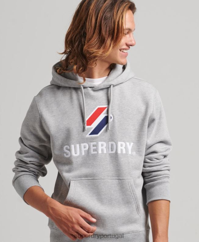 moletom com logo aplique empilhado homens cinza roupas Superdry 2208H5115