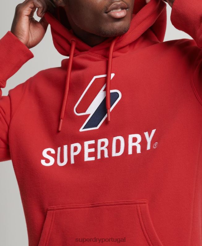 moletom com logo aplique empilhado homens vermelho roupas Superdry 2208H5194