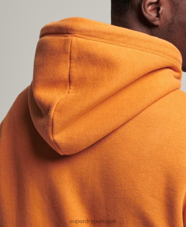 moletom com logo bordado vintage de algodão orgânico homens amarelo roupas Superdry 2208H744