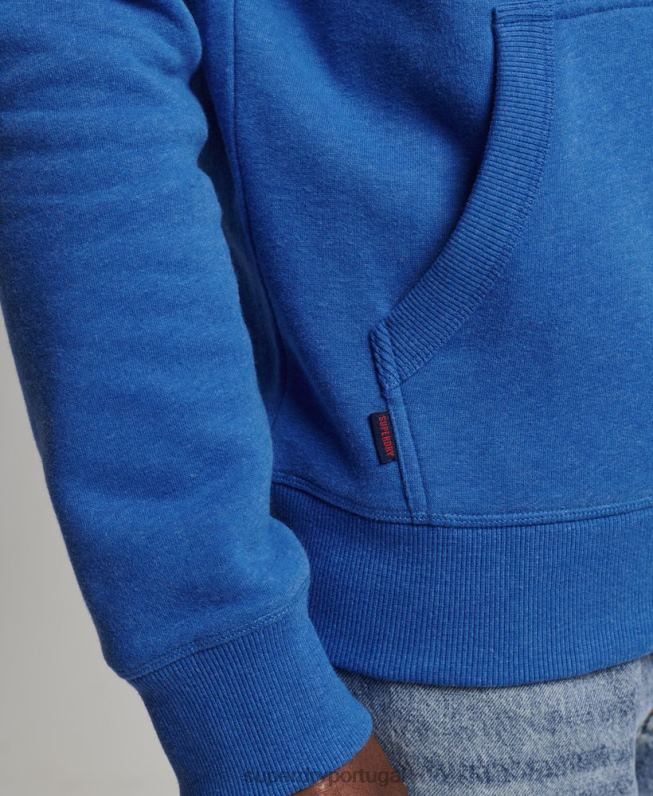 moletom com logo bordado vintage de algodão orgânico homens azul roupas Superdry 2208H5152