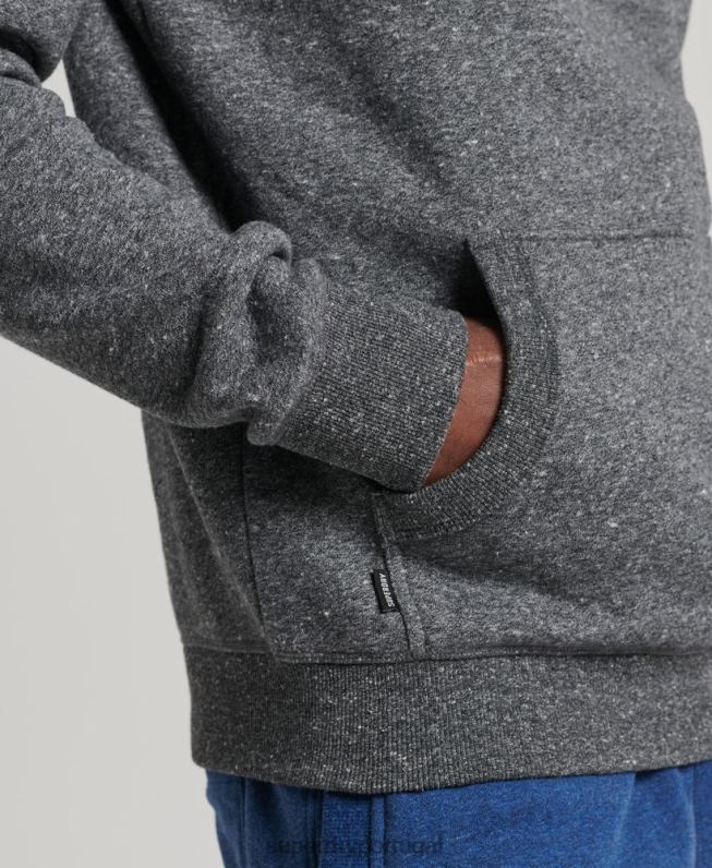 moletom com logo bordado vintage de algodão orgânico homens cinza escuro roupas Superdry 2208H5069