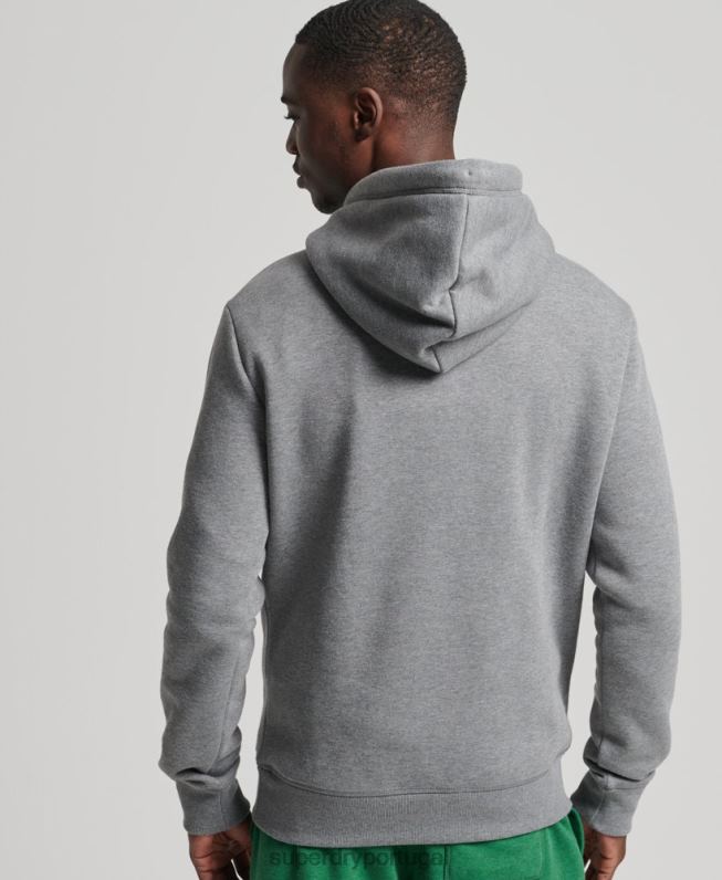 moletom com logo bordado vintage de algodão orgânico homens cinza roupas Superdry 2208H5104