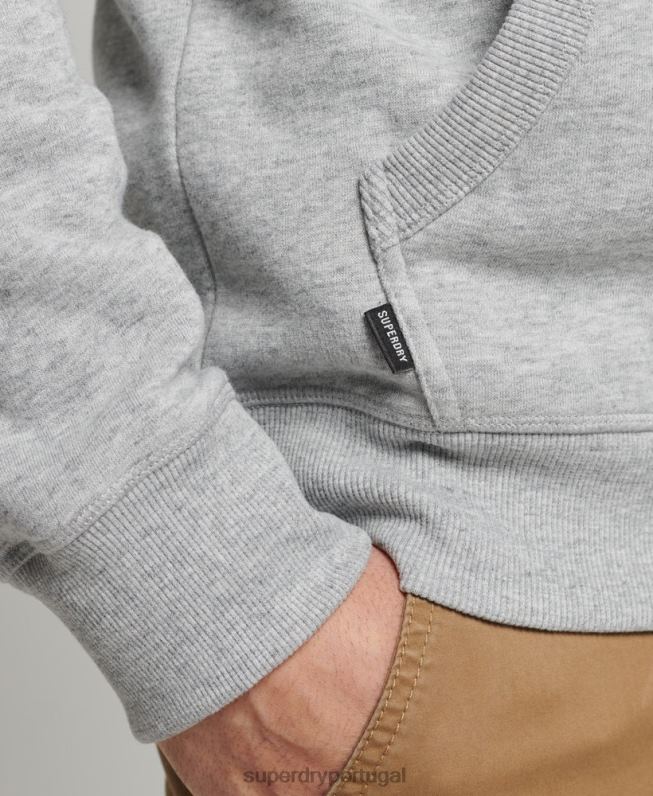 moletom com logo bordado vintage de algodão orgânico homens cinza roupas Superdry 2208H645