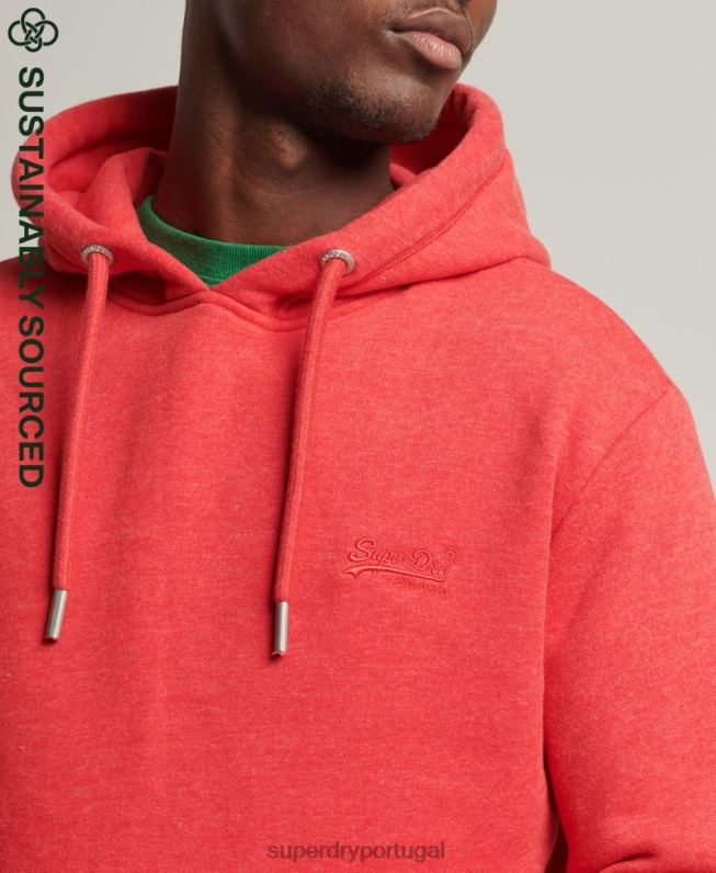 moletom com logo bordado vintage de algodão orgânico homens vermelho roupas Superdry 2208H5070