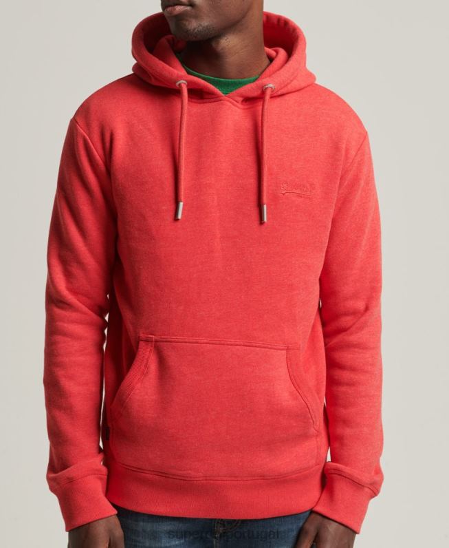 moletom com logo bordado vintage de algodão orgânico homens vermelho roupas Superdry 2208H5070