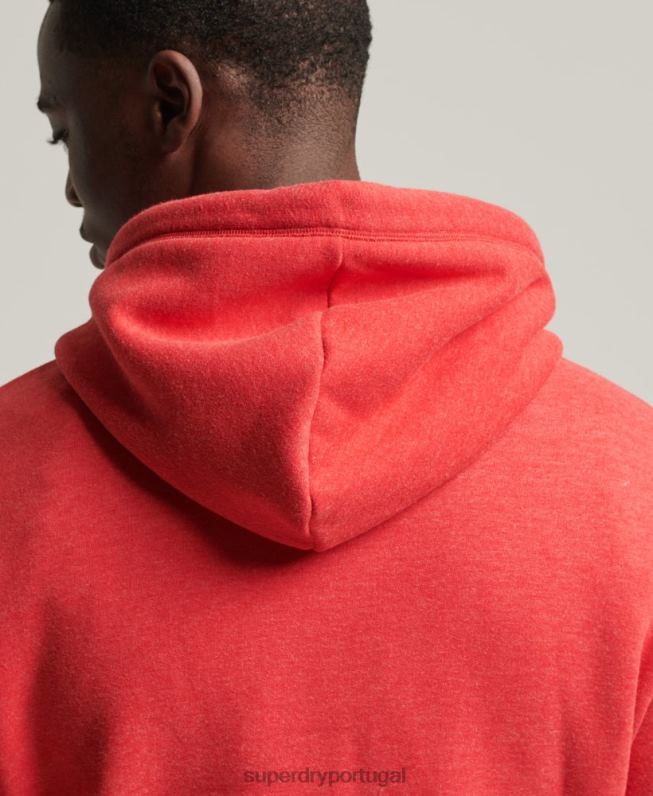 moletom com logo bordado vintage de algodão orgânico homens vermelho roupas Superdry 2208H5070