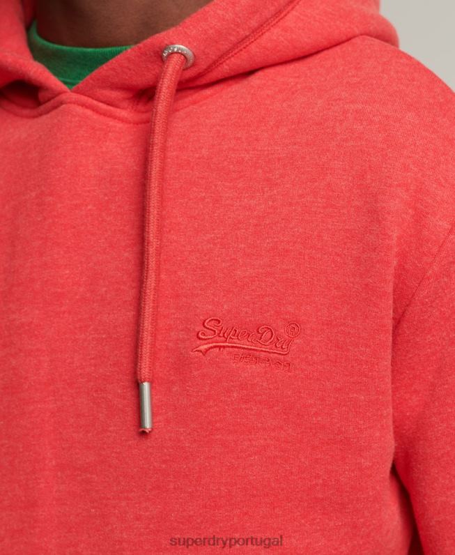 moletom com logo bordado vintage de algodão orgânico homens vermelho roupas Superdry 2208H5070