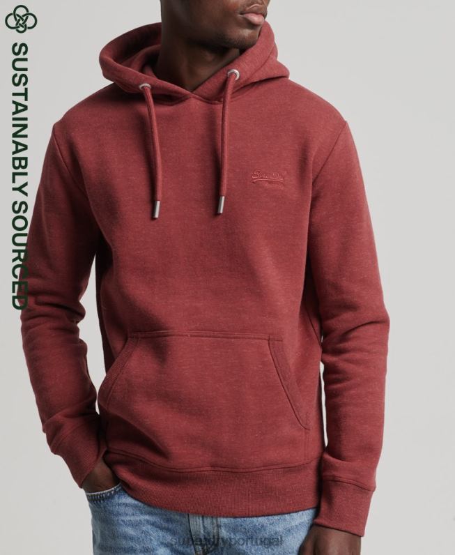 moletom com logo bordado vintage de algodão orgânico homens vermelho roupas Superdry 2208H743