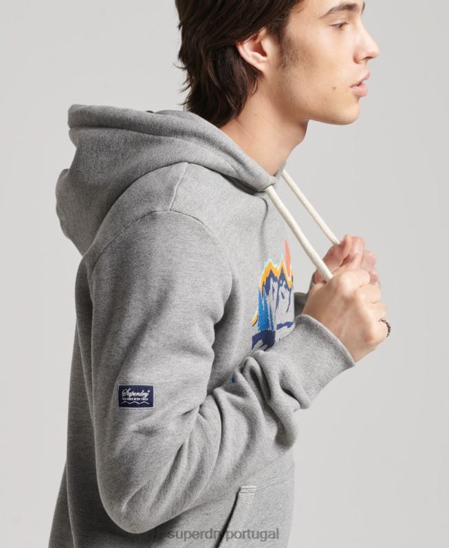 moletom com logo core grande ao ar livre homens cinza claro roupas Superdry 2208H5129