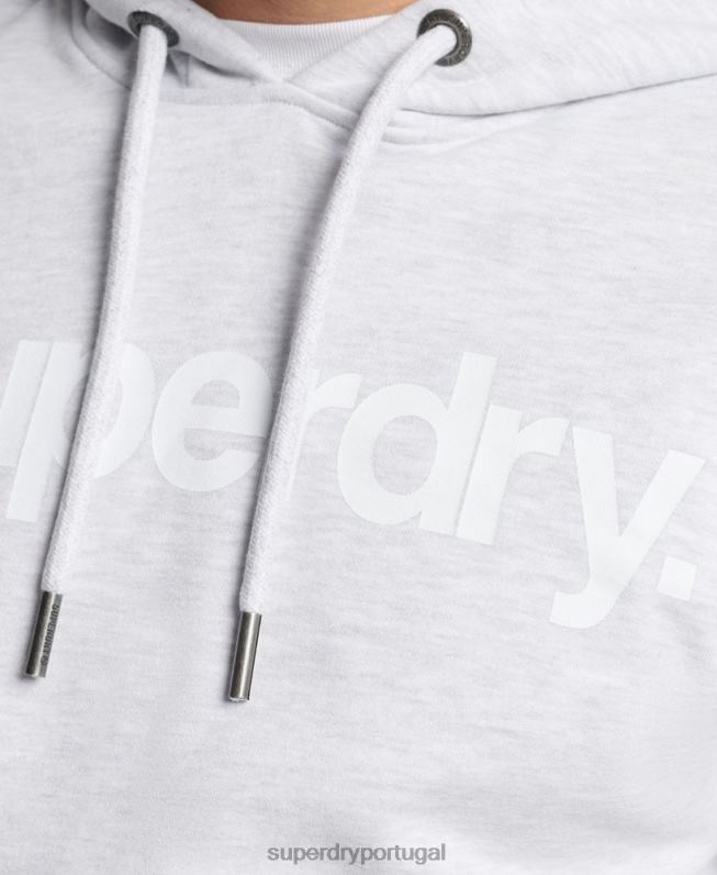 moletom com logo core não escovado homens cinza claro roupas Superdry 2208H866