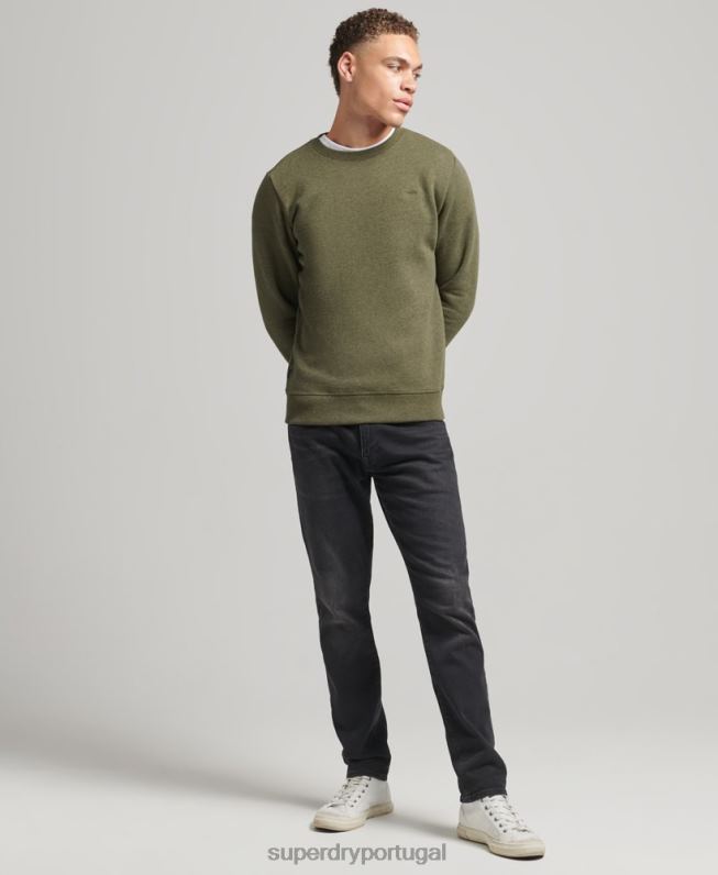 moletom com logo essencial de algodão orgânico homens caqui roupas Superdry 2208H672