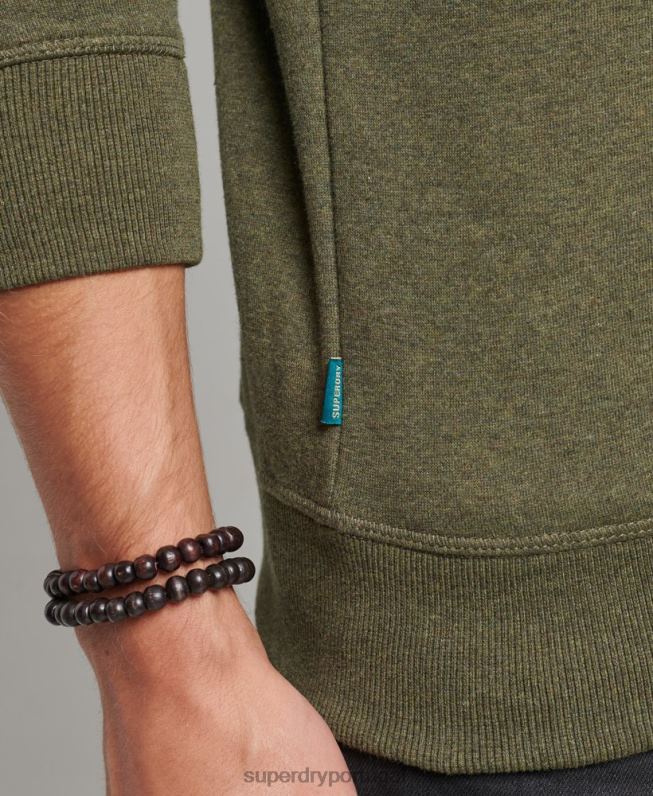 moletom com logo essencial de algodão orgânico homens caqui roupas Superdry 2208H672